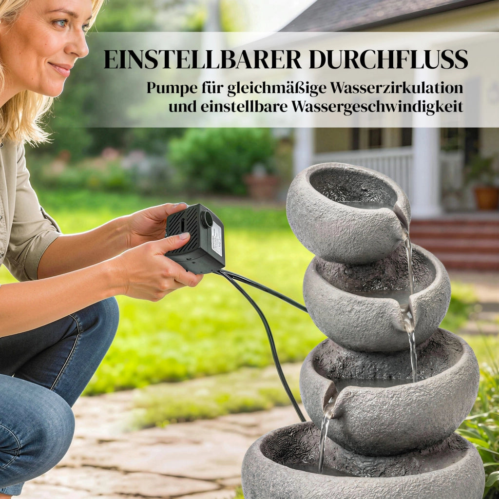 Fontana da giardino a cascata in resina con LED ¨C zephmum ¨C effetto pietra 35x32x50 cm