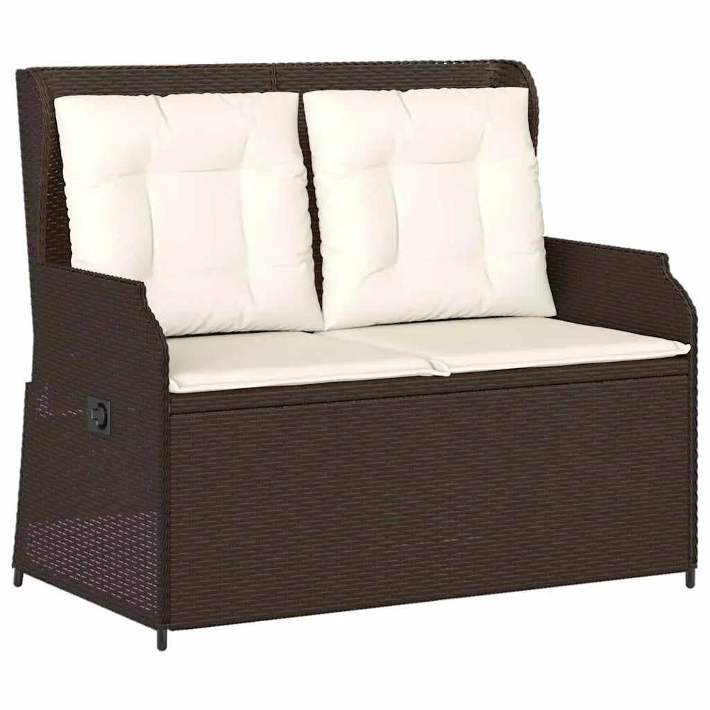 vidaXL Panchina da giardino con cuscino Marrone Poly Rattan