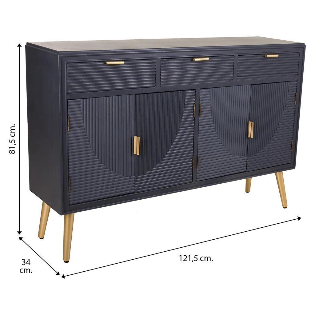 Credenza in legno grigio scuro 121,5x34x81,5h