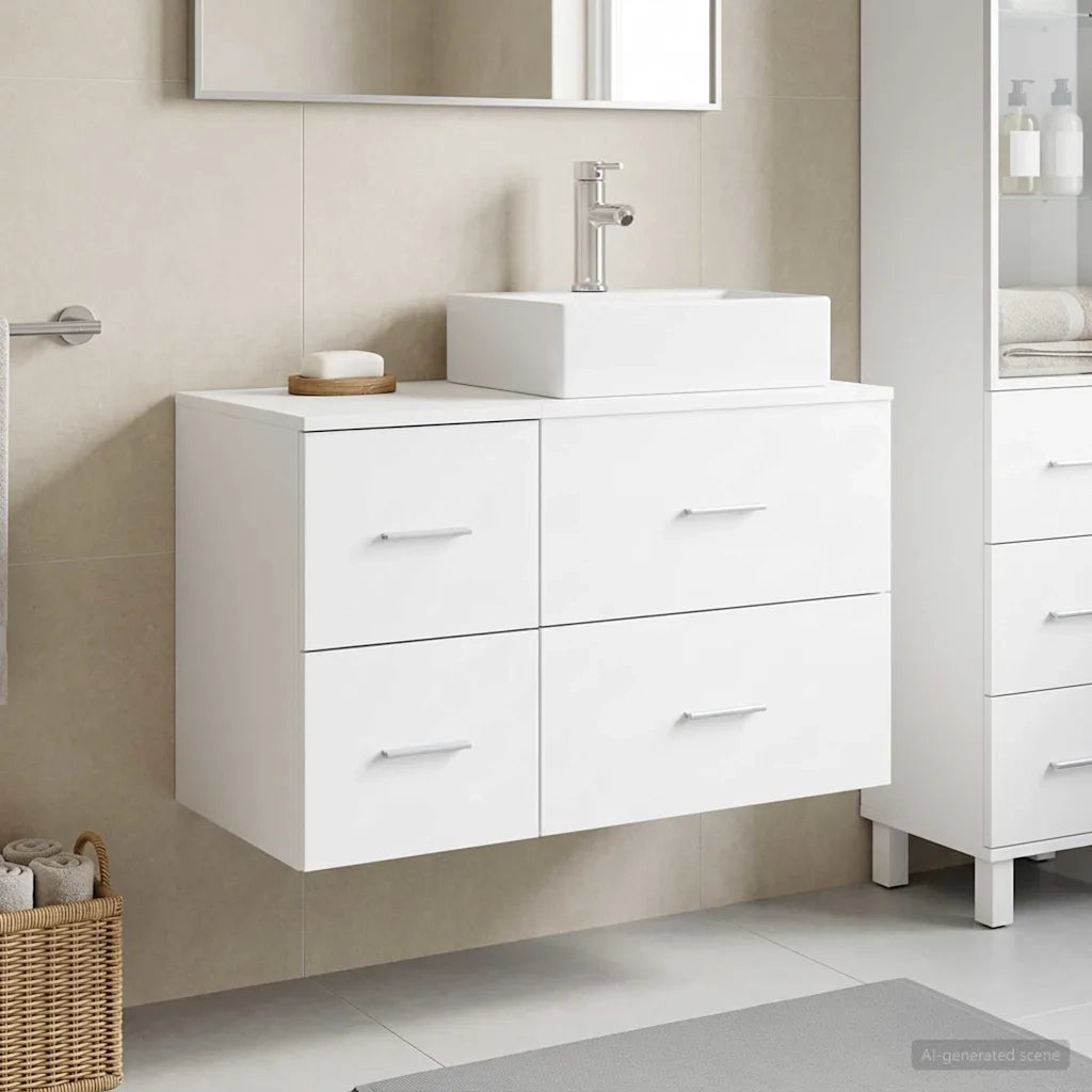 Set di mobili per il bagno 2 pz Bianco Legno ingegnerizzato 3403968
