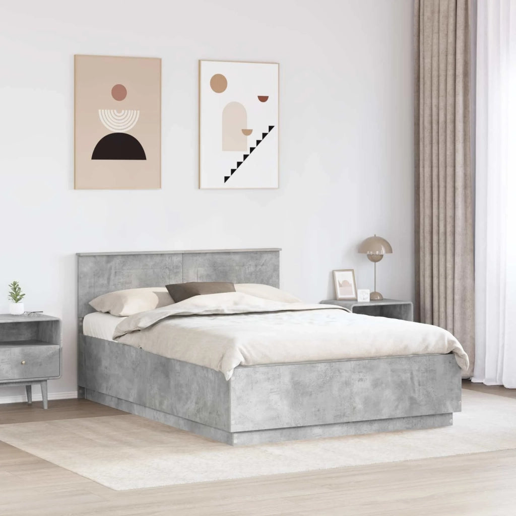 Struttura del letto con testiera Grigio Cemento 140 x 190 cm