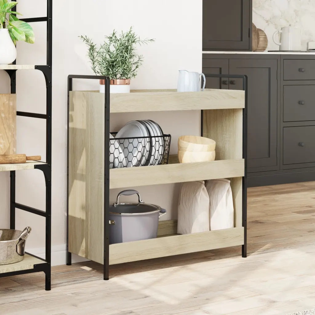 Carrello da Cucina-Scaffale per Cucina Rovere Sonoma 70x30x82 cm Legno Multistrato