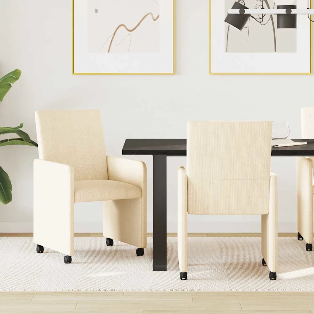 Sedie da Pranzo con Ruote con ruote 2 pcs Crema 57 x 66 x 94 cm 42017803