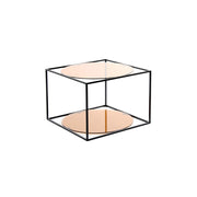 Tavolino da salotto Cody a cubo in metallo e vetro