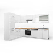 Cucina angolare completa Fame-Line Bianco lucido/Bianco 287 x 60 cm, PL Rovere Vicco