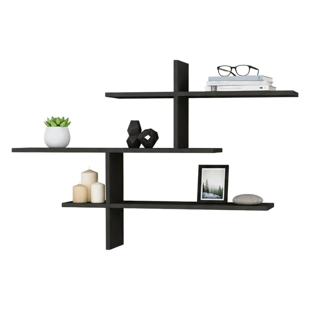 Mensola Antani, Scaffale, Ripiano a muro, Scaffalatura multiuso, 123x22h81 cm, Antracite