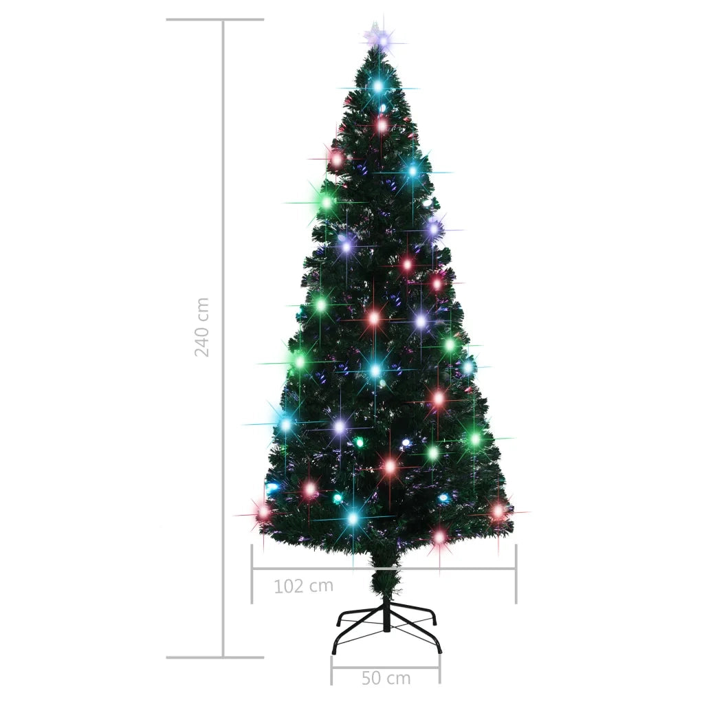Albero di Natale Preilluminato con Supporto e LED 210 cm Fibra Ottica 284303