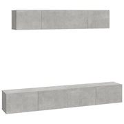 Set di mobili da 4 pezzi tra cui armadio credenza mobile TV televisore per soggiorno camera da letto salotto legno ingegnerizzato grigio 02_0024689