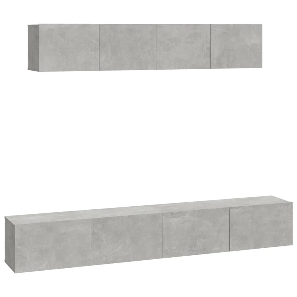 Set di mobili da 4 pezzi tra cui armadio credenza mobile TV televisore per soggiorno camera da letto salotto legno ingegnerizzato grigio 02_0024689