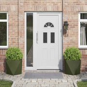 Fioriera 2 pz-Set di 2 Vaso-Contenitore per Piante Verde oliva 50 x 50 x 50 cm Acciaio