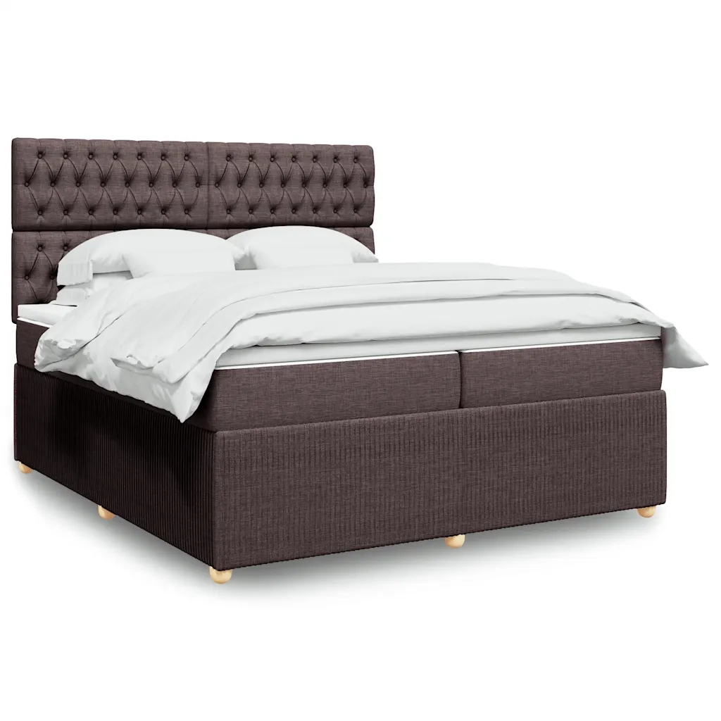 Giroletto a Molle con Materasso Marrone Scuro 200x200cm Tessuto 3292173