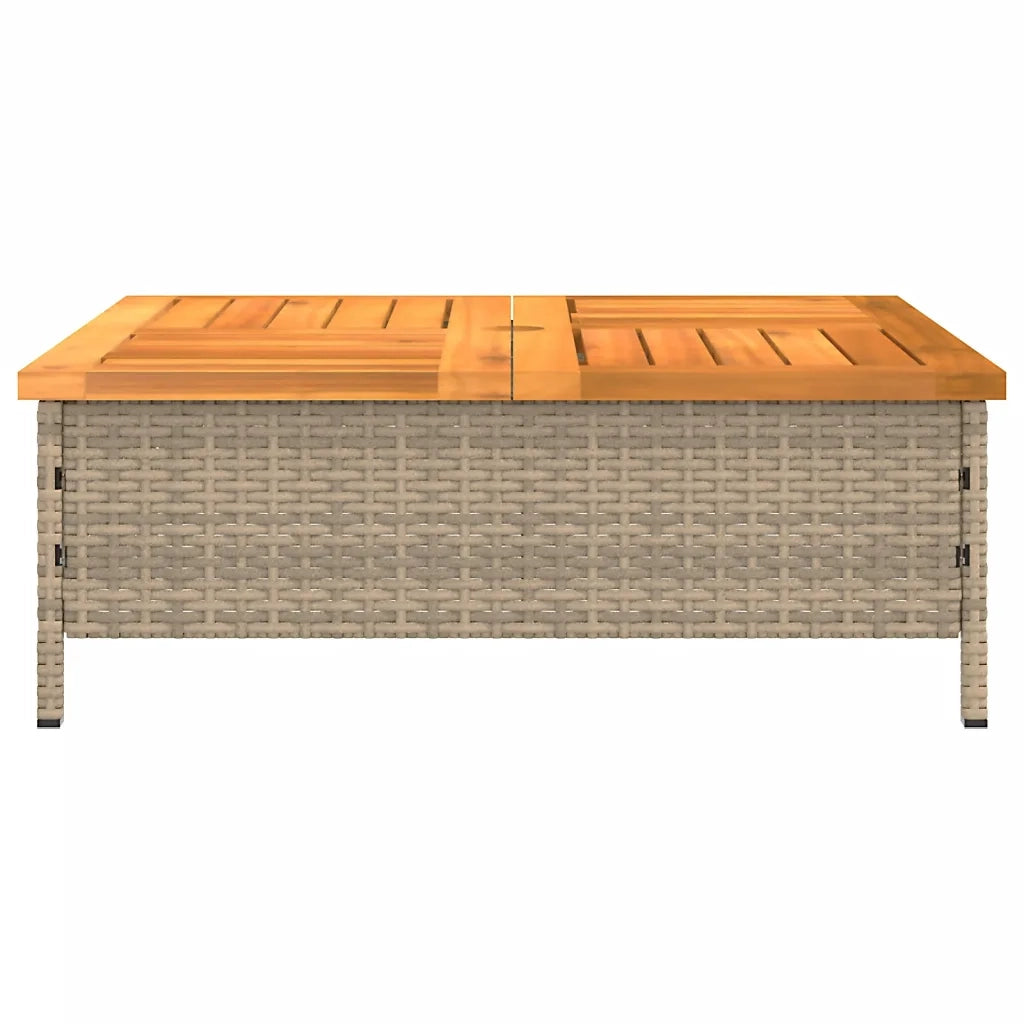 Copertura Base Ombrellone Beige 70x70x25 cm Polyrattan e Acacia 365954