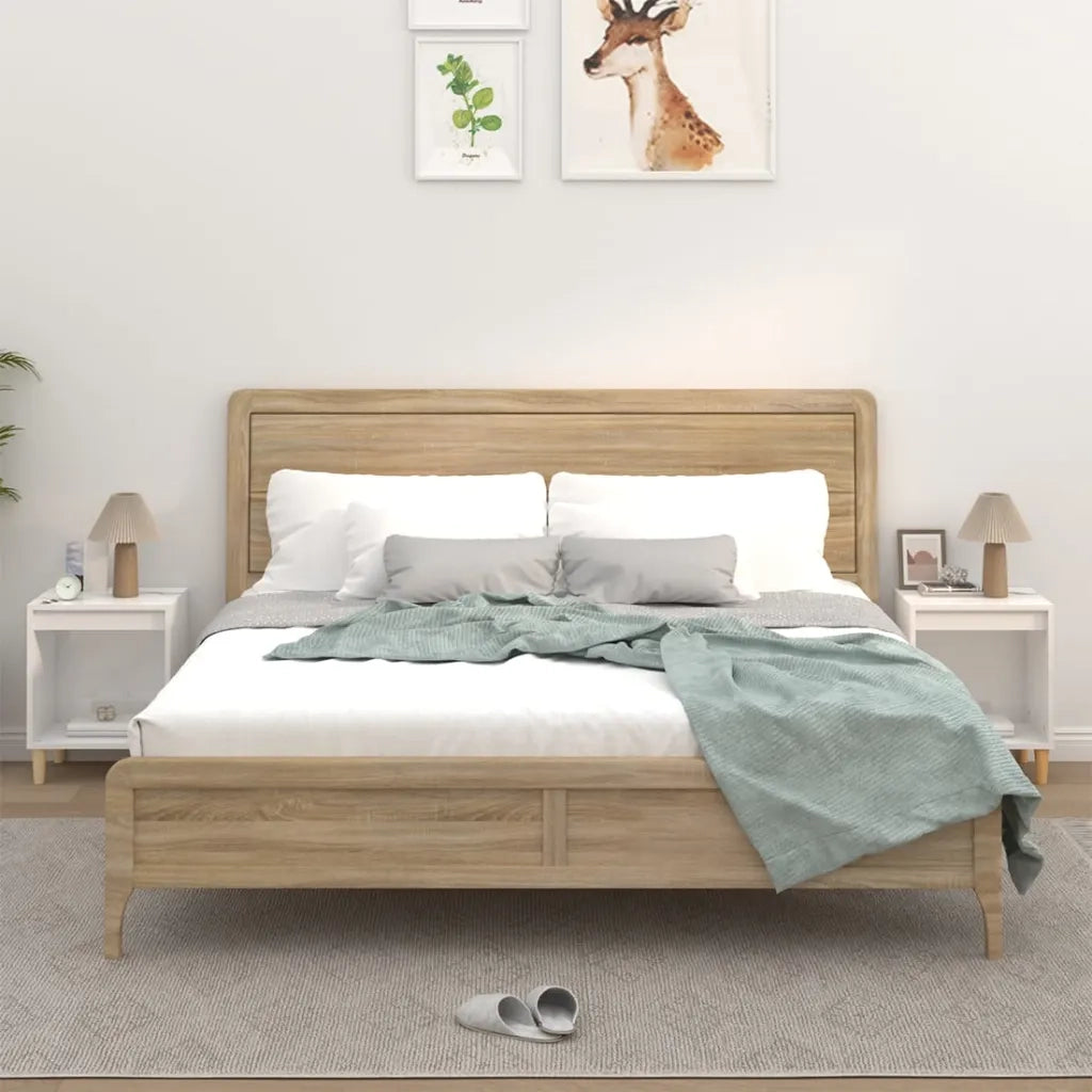 Comodini 2 pz-Set di 2 Tavolino da notte in Bianco Lucido 40x35x50 cm 166611
