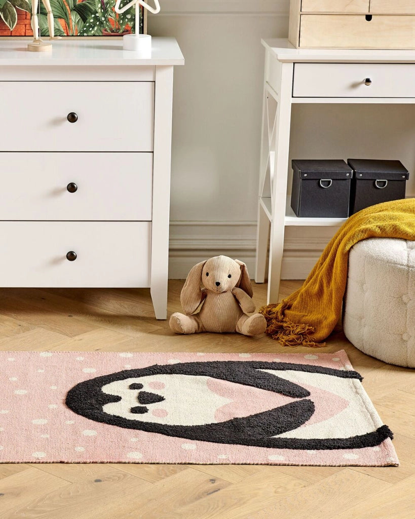 Tappeto per bambini con motivo pinguino rosa 80 x 150 cm cameretta motivo divertente