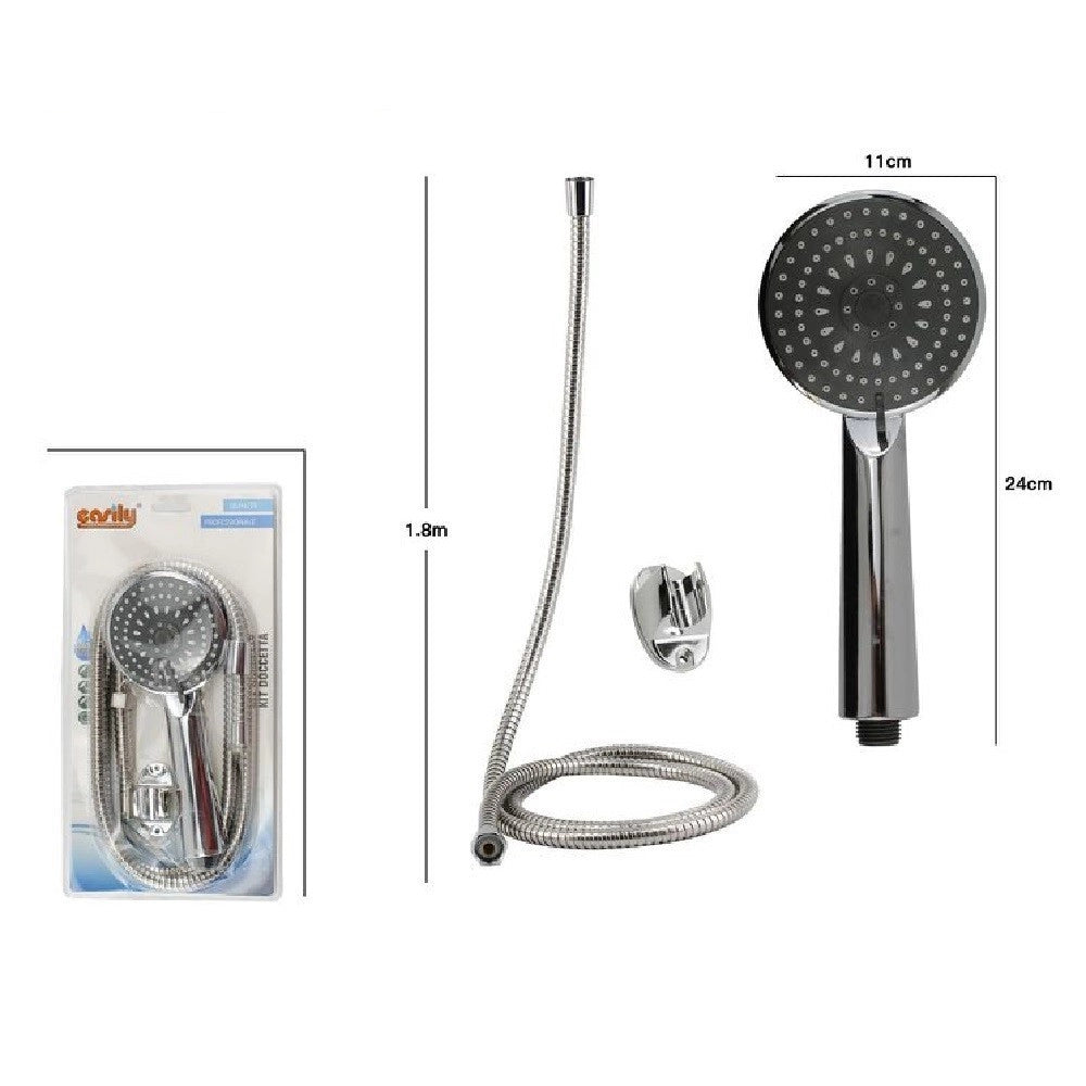 Trade Shop - Kit Doccetta Doccino Soffione Doccia Bagno Multigetto Laccio 1,8mt Staffa 69108 -