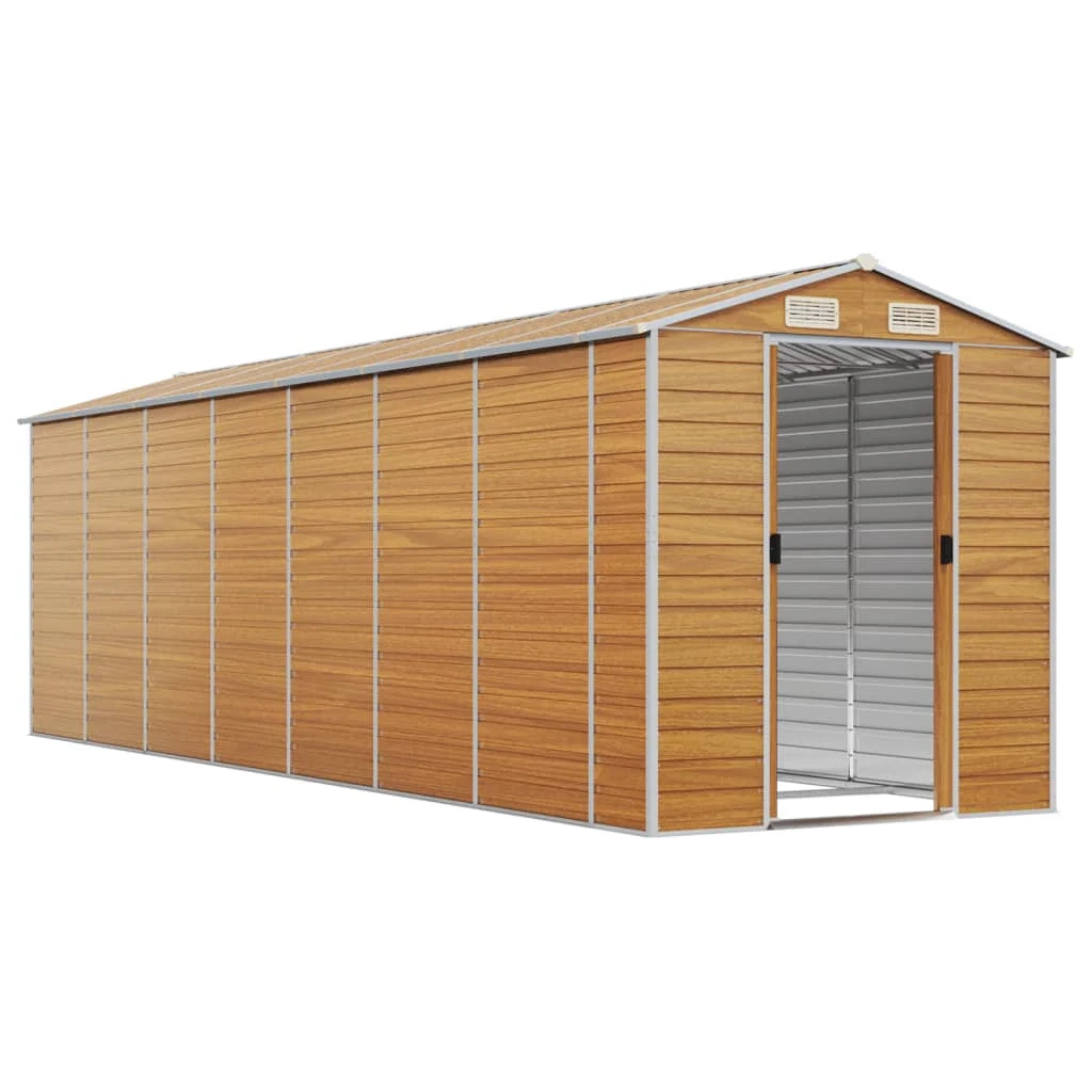 Casetta da giardino cabina ripostiglio casetta da esterno robusta casetta per attrezzi colore chiaro 191 x 640 x 198 cm acciaio zincato marrone 02_0022294