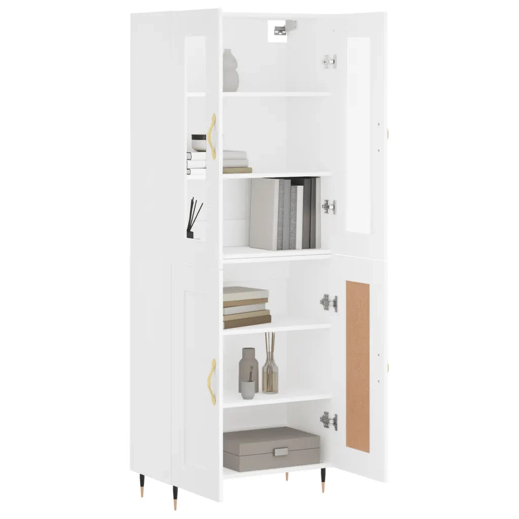 Credenza | Madia | Buffet da pranzo | Armadio da pranzo Bianca 69,5x34x180 cm in Legno Multistrato