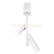 GFA1454H- FARETTO SPOT ORIENTABILE 2 LUCI ATTACCO LED 2700K 1020LM 2X7W COLORE BIANCO SATINATO D.3,5CM H.43CM