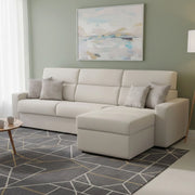 Pusiano, Divano Letto con Penisola Sfoderabile Made in Italy, 280x160 cm Beige