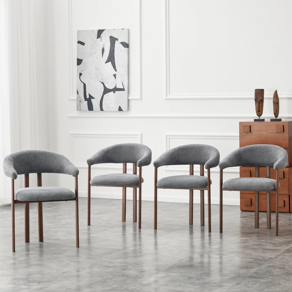 Sedie da Pranzo Set 4 Pezzi ¨C Xylo ¨C Tessuto Grigio con Gambe in Metallo