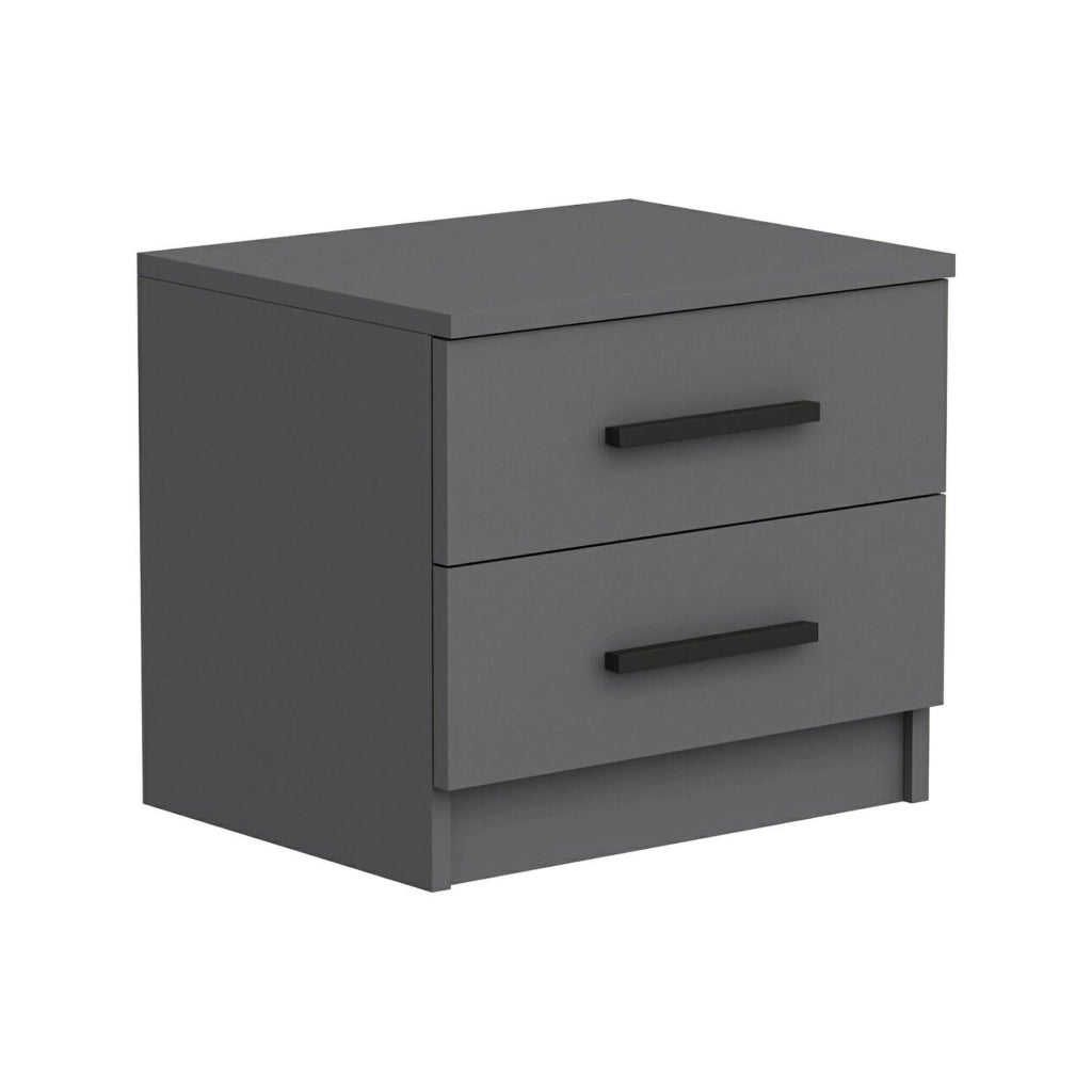 Iune, Comodino 2 Cassetti, 50x47x40h cm Nero Antracite