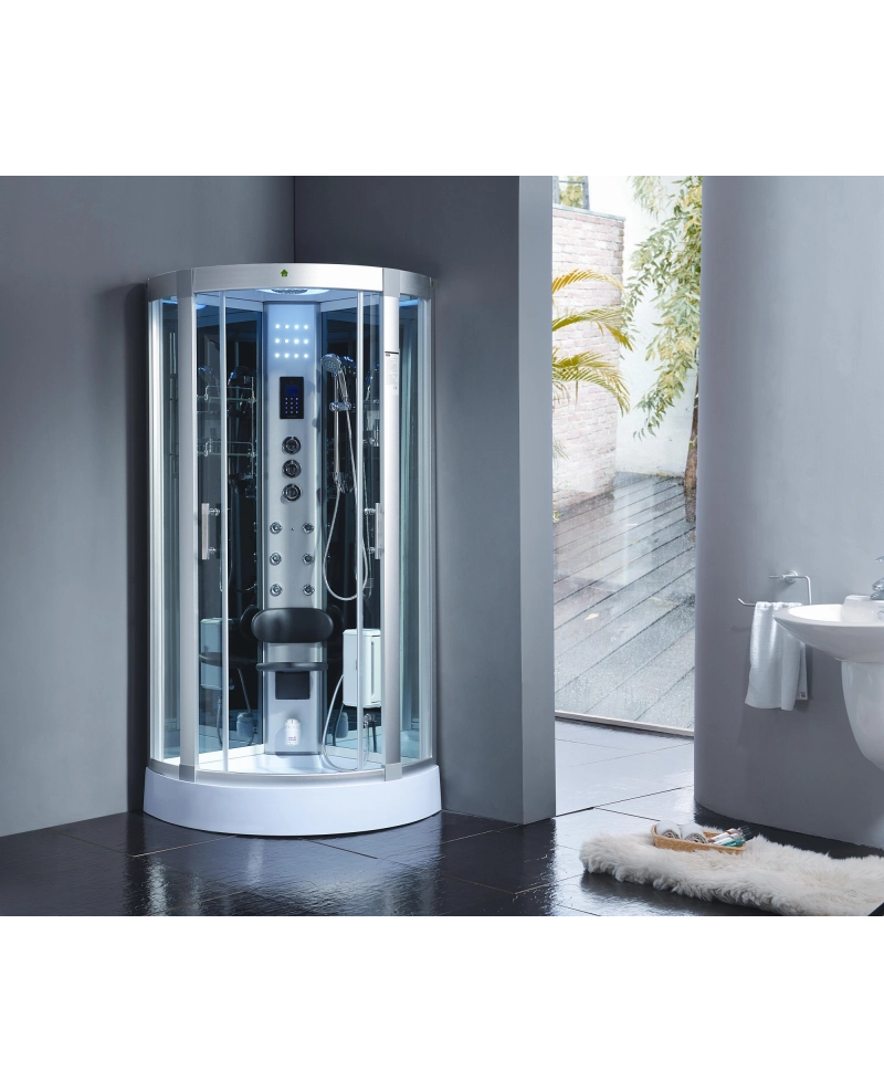 Cabina doccia idromassaggio, cromoterapia, touch screen, full optional 80x80cm Sicorage Myala