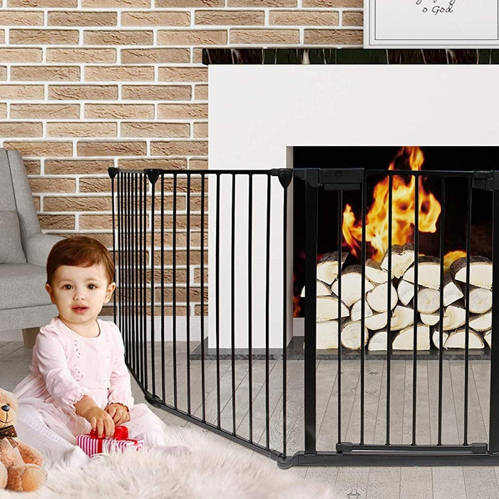Cancello Cancelletto Protezione Camino Cani e Bambini Recinto Divisorio 3mt Nero