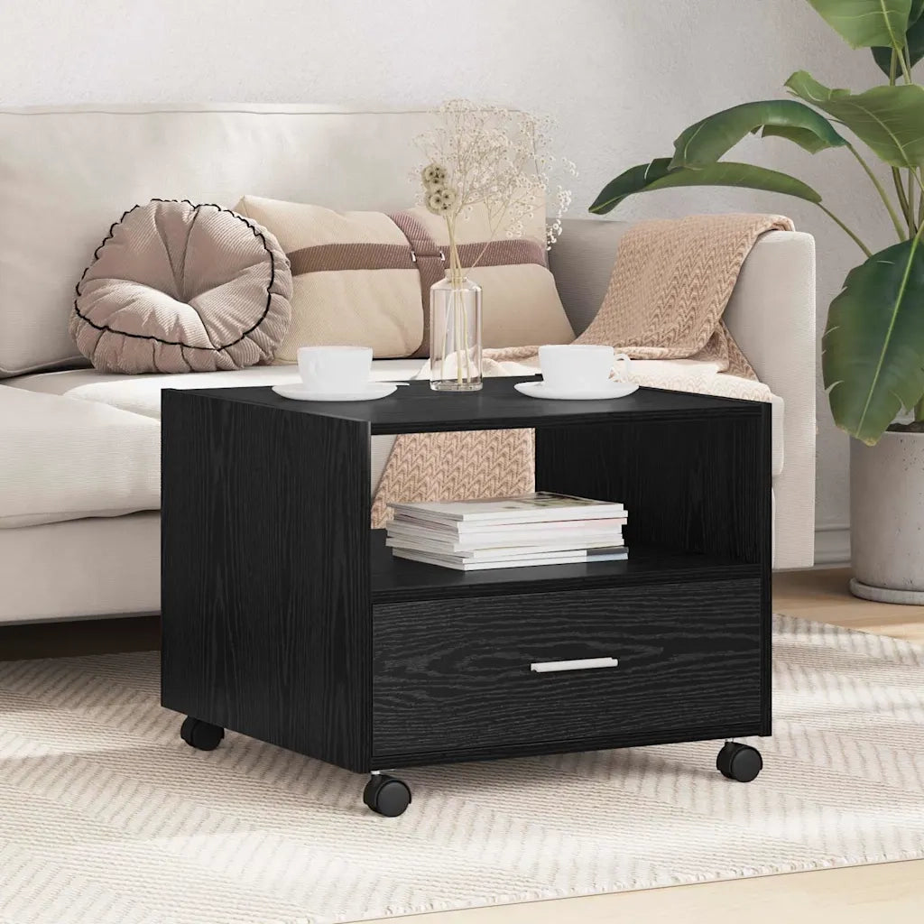 Tavolino da salotto con cassetto Rovere Nero 55 x 55 x 45cm 880470