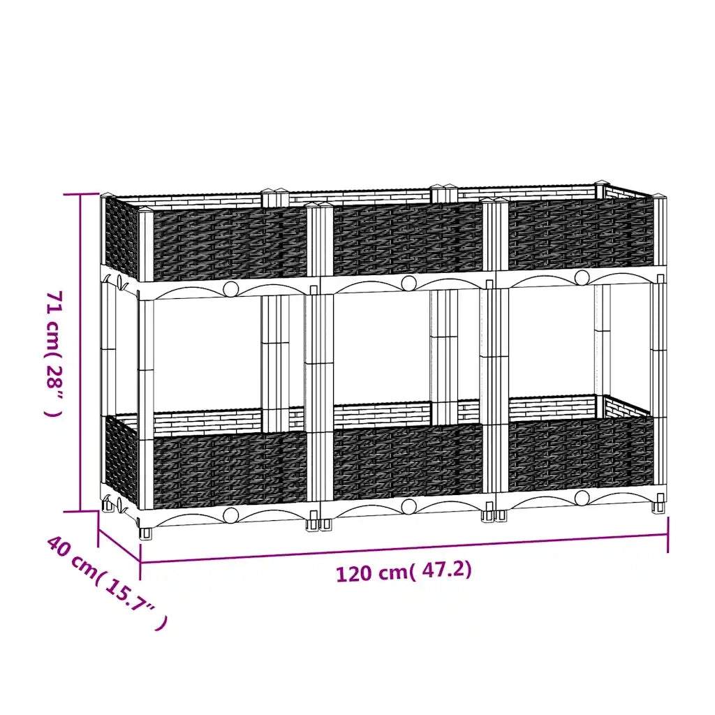 Fioriera Rialzata 120x40x71 cm in Polipropilene 153314