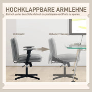 SEDIA UFFICIO Girevole 76x70x85-97 cm Tessuto Grigio con Braccioli Ribaltabili