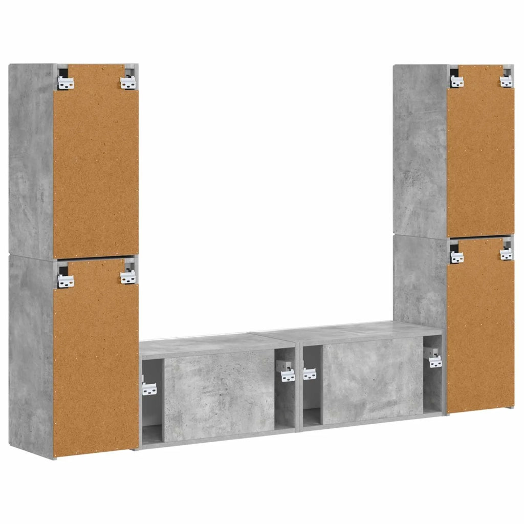 Set mobile TV 6 pz-Credenza per TV Grigio cemento Legno multistrato 304153