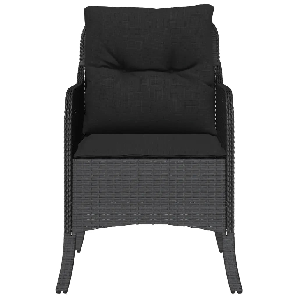 Sedie da Giardino con Cuscini 2 pz | Sedie da Esterno Nere in Polyrattan