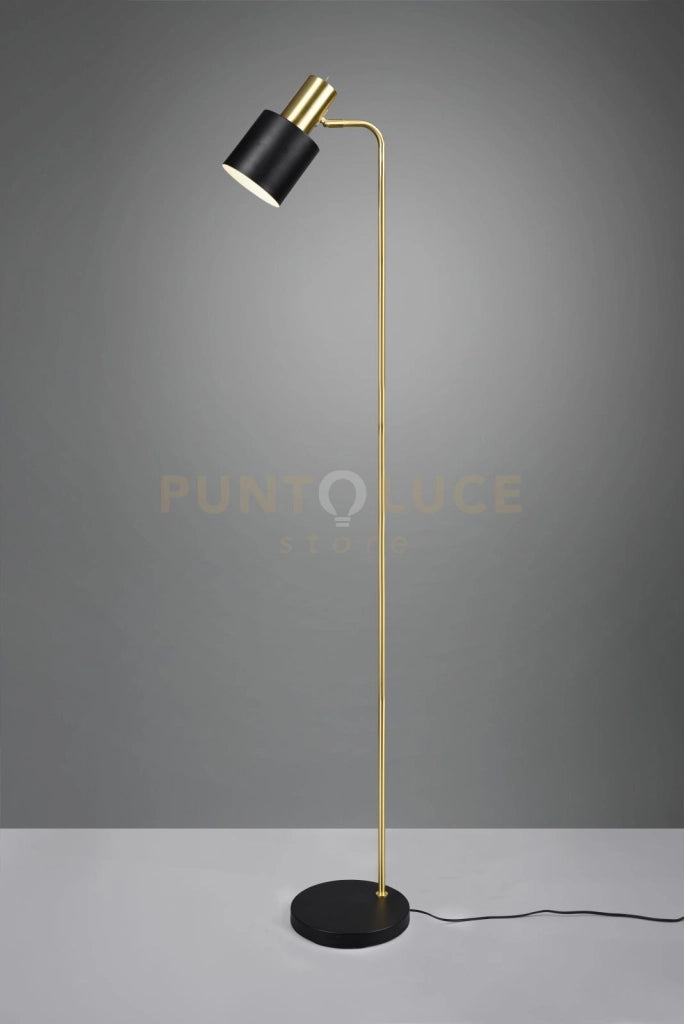 ADAM PIANTANA METALLO OTTONE SATINATO E NERO H. 153,5CM 1 LUCE ATTACCO E27