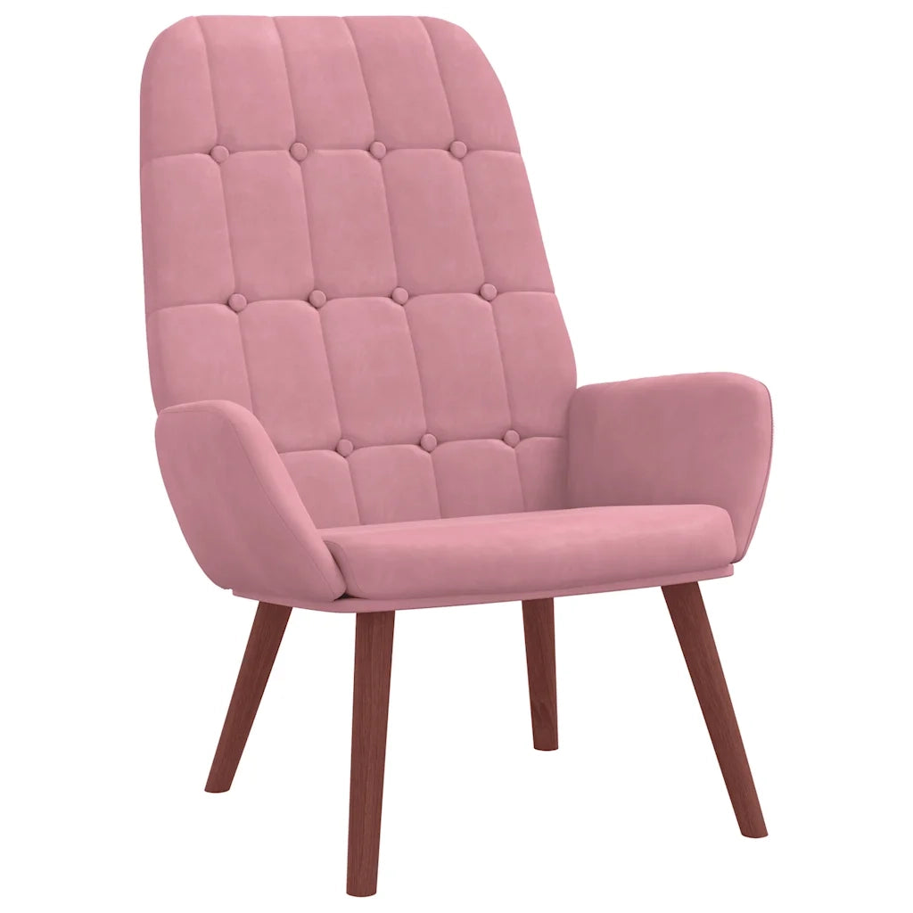 Divano Sedia-Poltrona Relax con Poggiapiedi Rosa in Velluto 409959