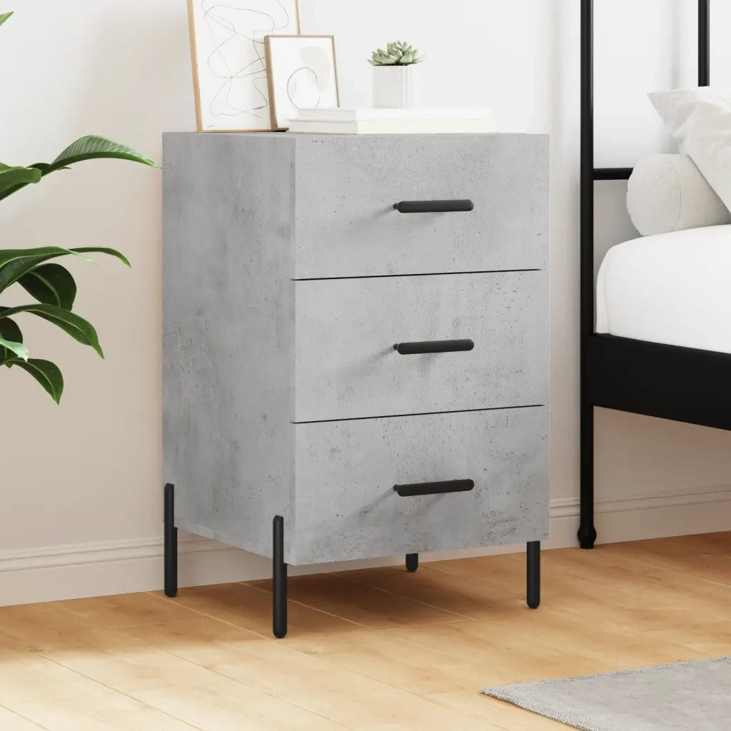 Comodino | Armadio da Notte | Mobiletto da notte Grigio Cemento 40x40x66 cm in Legno Multistrato