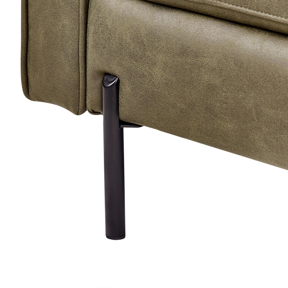 Chaise longue in ecopelle con inserti verde lato sinistro stile moderno tradizionale