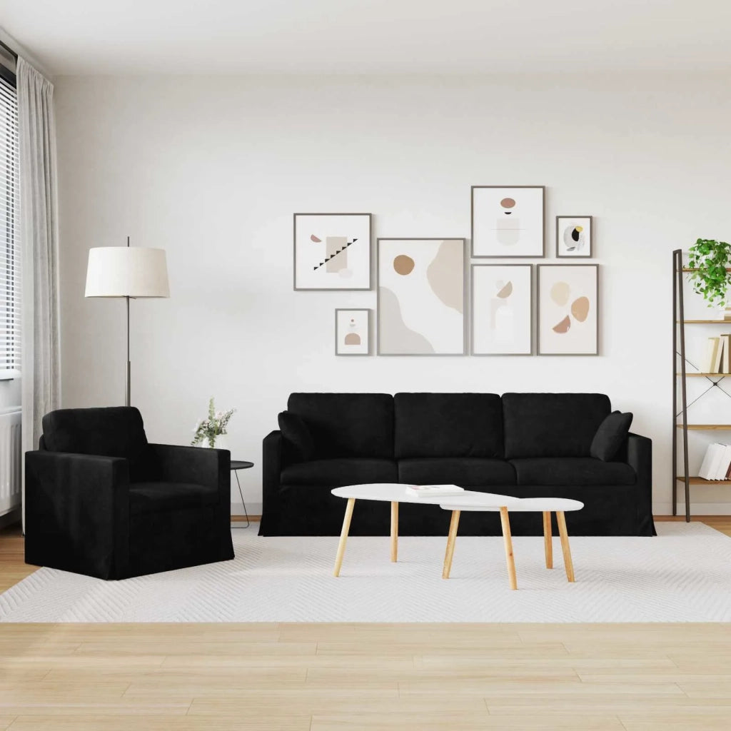 Set di divani 2 pcs Nero Velluto