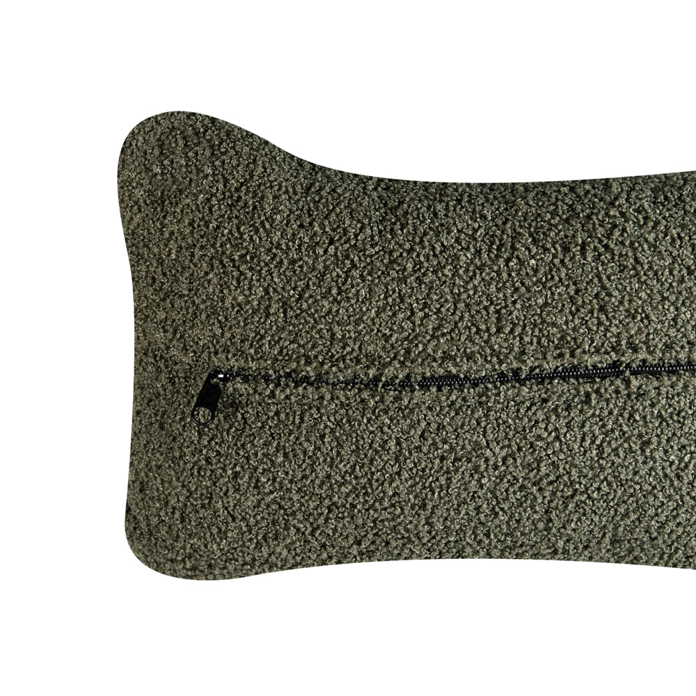 Poltrona da salotto con schienale curvo boucle verde scuro stile glam elegante soggiorno