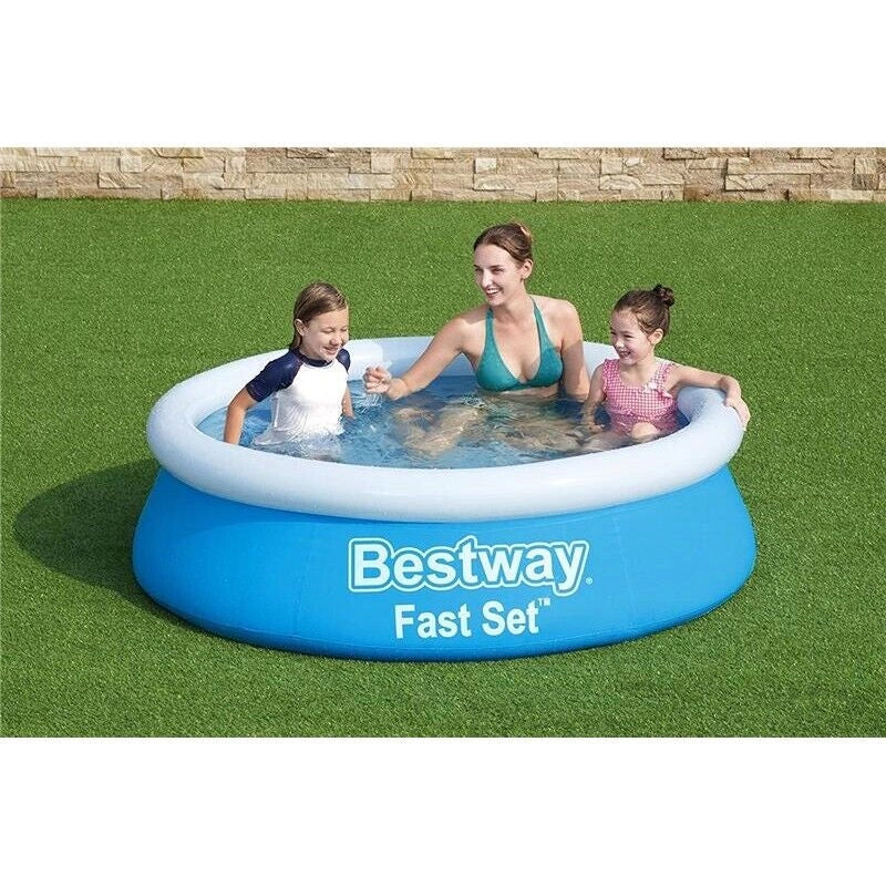 BESTWAY FAST SET PISCINA FUORI TERRA GONFIABILE BAMBINI TONDA 183 X 51 CM