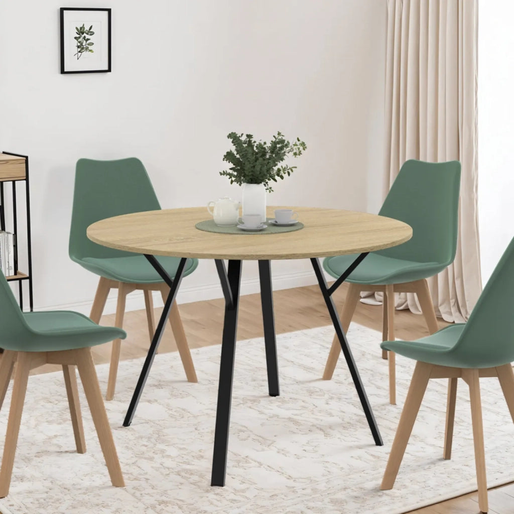 IDMarket - Mesa de comedor extensible YSEULT 6 personas madera y negro diseño industrial 110 cm