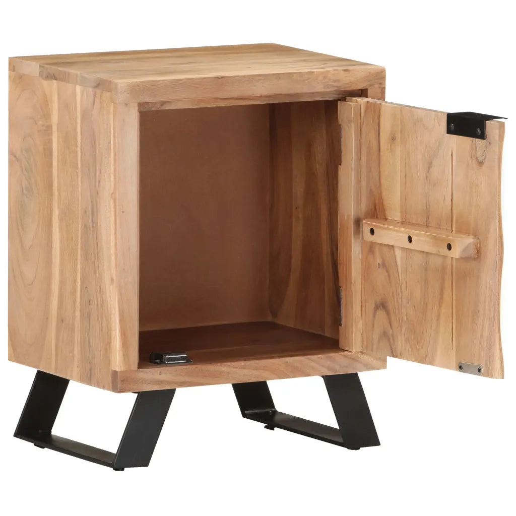 Comodino | Armadio da Notte | Mobiletto da notte 40x30x50 cm in Legno Massello di Acacia con Bordi Vivi