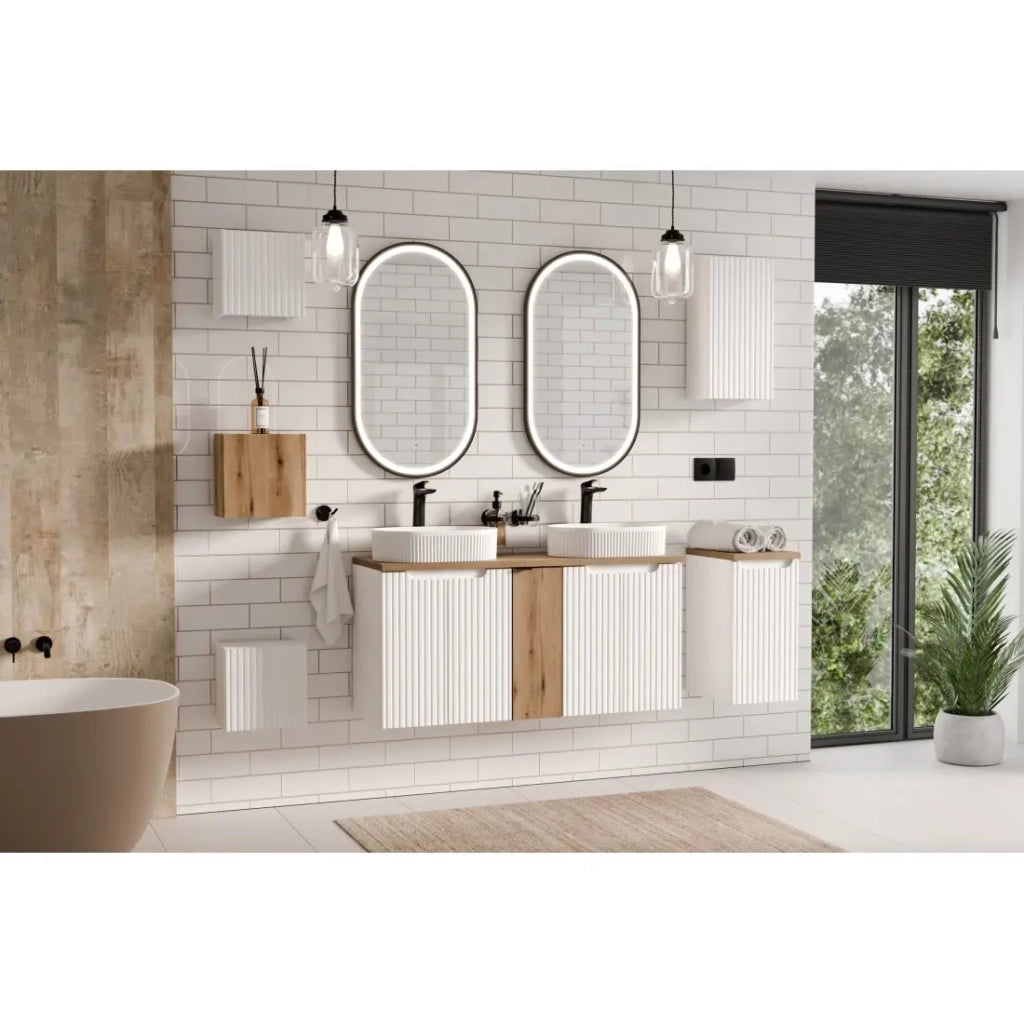 Mobile da bagno VANO - 1 porta - Bianco alpino - L30 × P18 × H57 cm - Da appendere