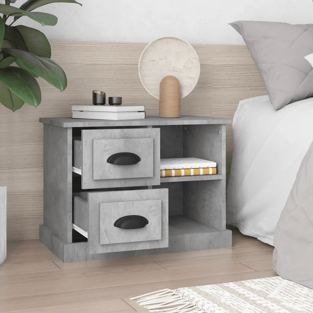 Comodino | Armadio da Notte | Mobiletto da notte Grigio Cemento 60x35,5x45 cm