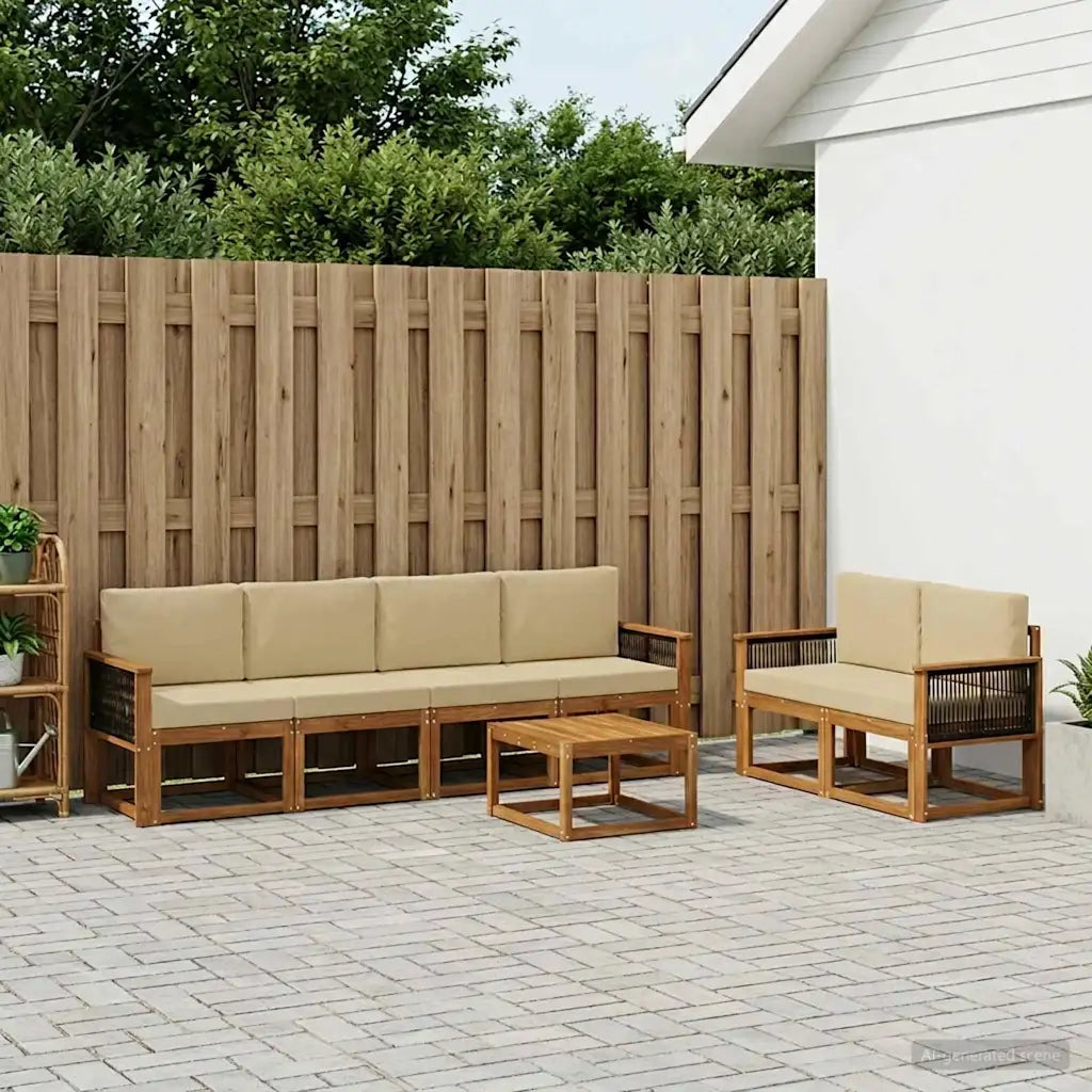 Set di divani da esterno con cuscino 6 pcs Naturale 3385014