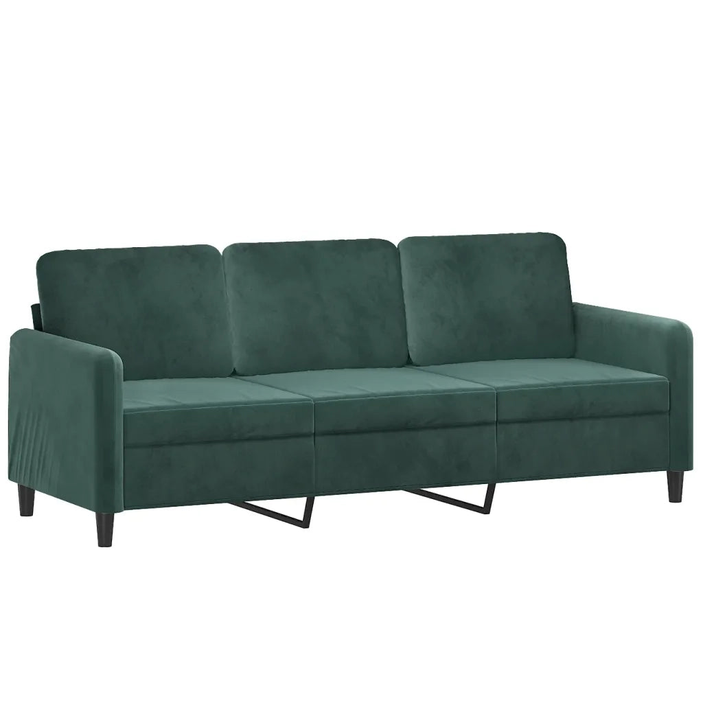 Divano a 3 Posti con Poggiapiedi Verde scuro 180 cm in Velluto