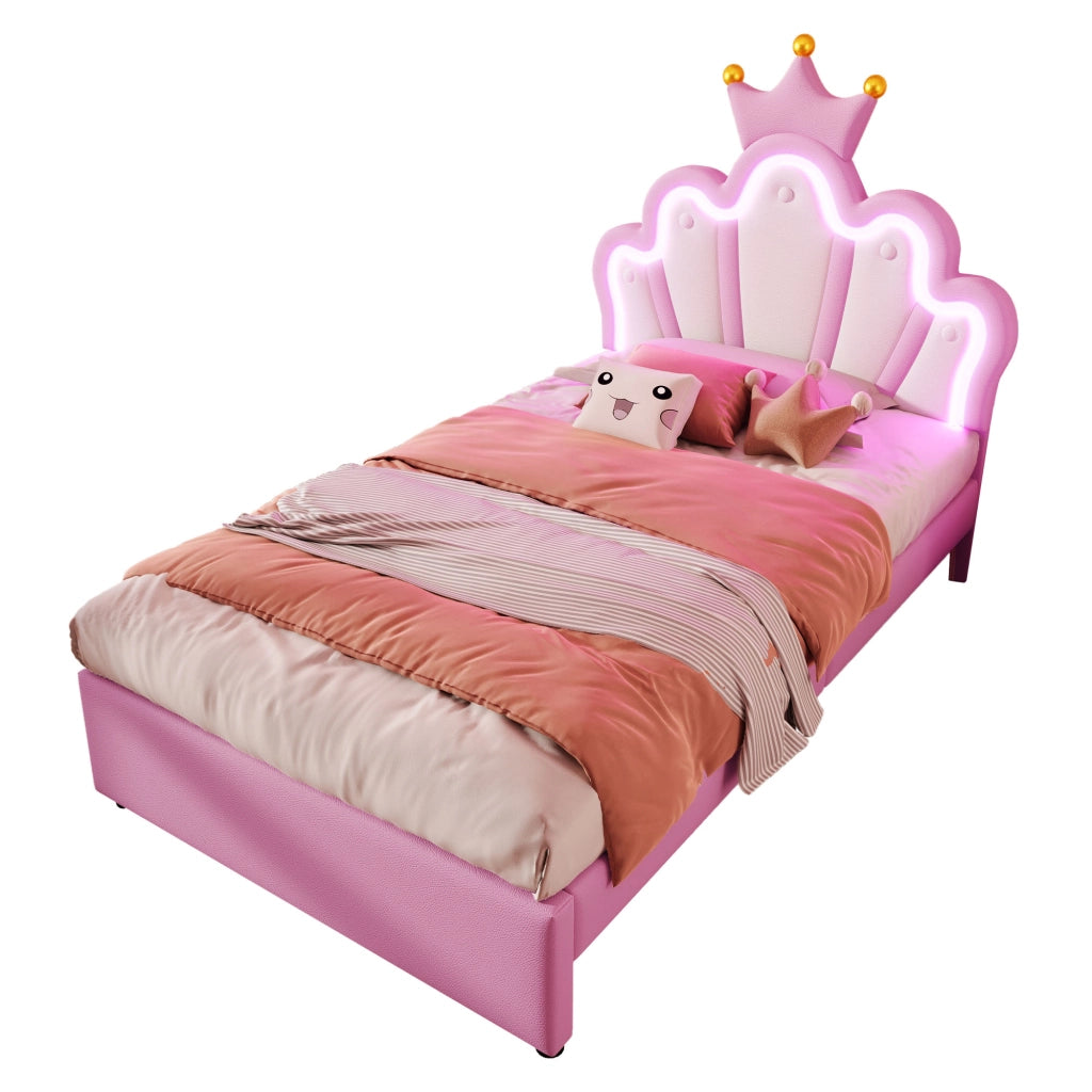 letto imbottito pu rosa 90 x 200 cm