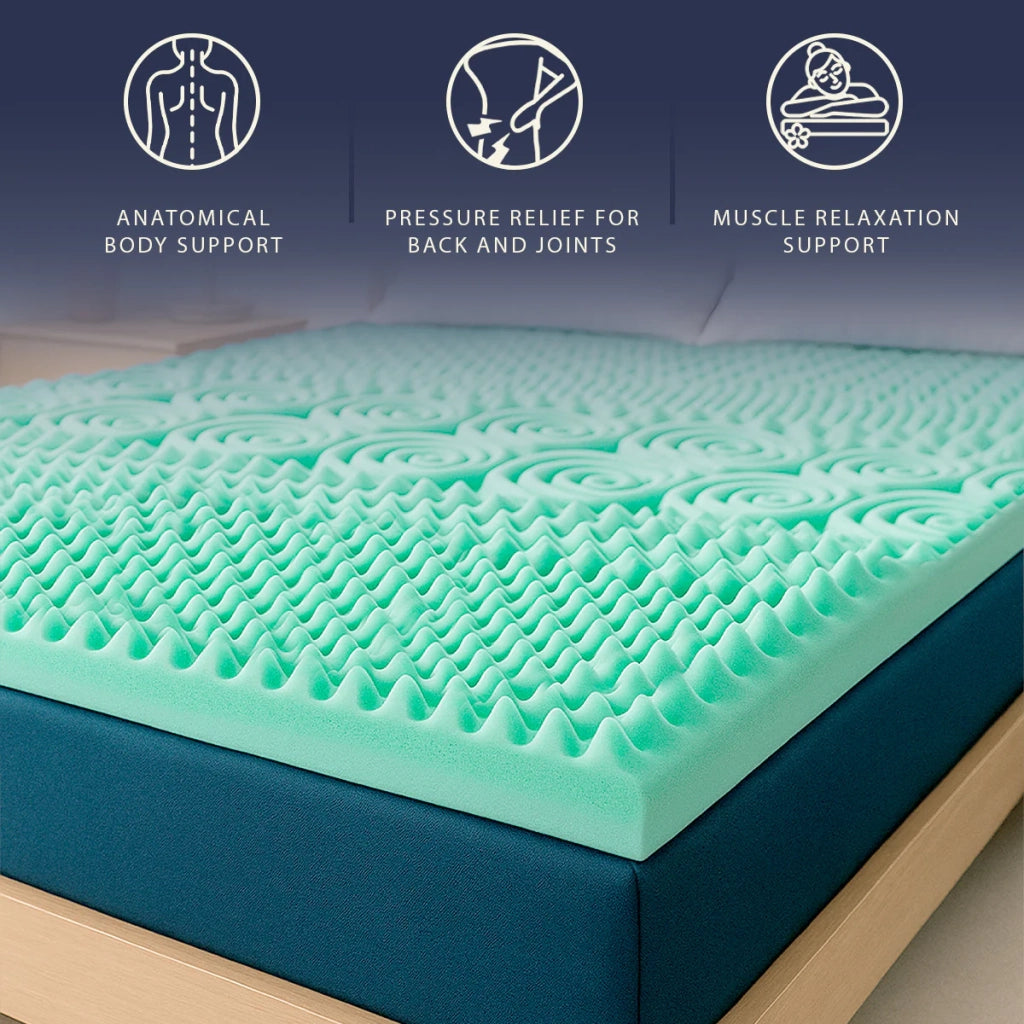 Topper 120x190 in Memory Foam Breeze a 9 Zone | Altezza 5 cm | Tessuto Polar Anallergico e Rinfrescante | Made in Italy