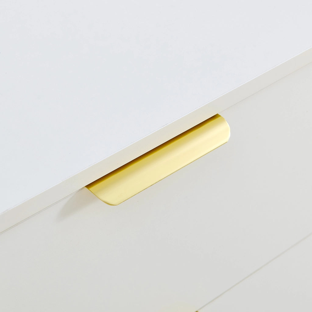 Credenza 2 Ante 3 Cassetti in MDF ¨C Xylo ¨C Gambe in Acciaio, Dettagli Dorati, 160 cm