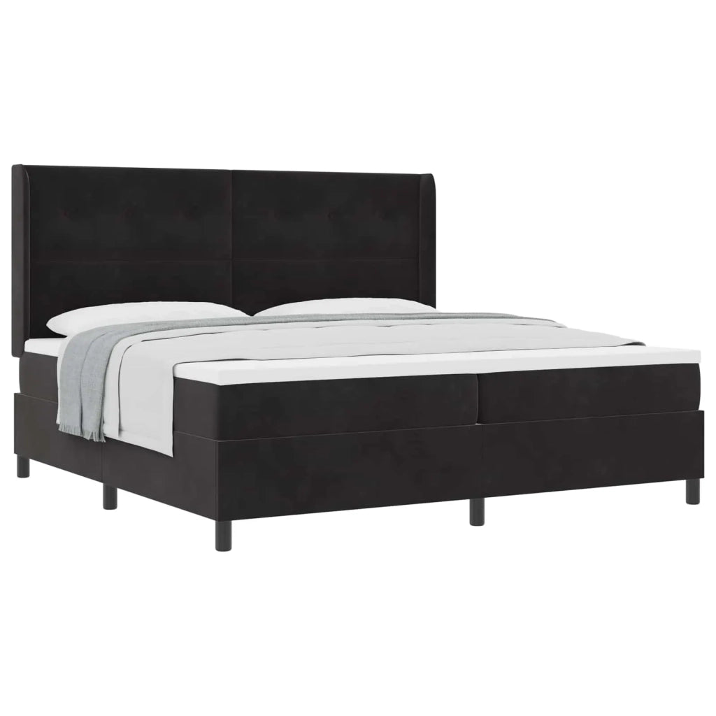 Letto a molle con materasso Nero 200 x 200 cm Velluto