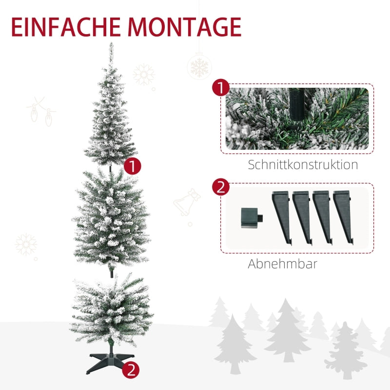 Albero di Natale artificiale sottile con 390 rami modellabili e base stabile in plastica verde e bianco Ø55 × 180 cm